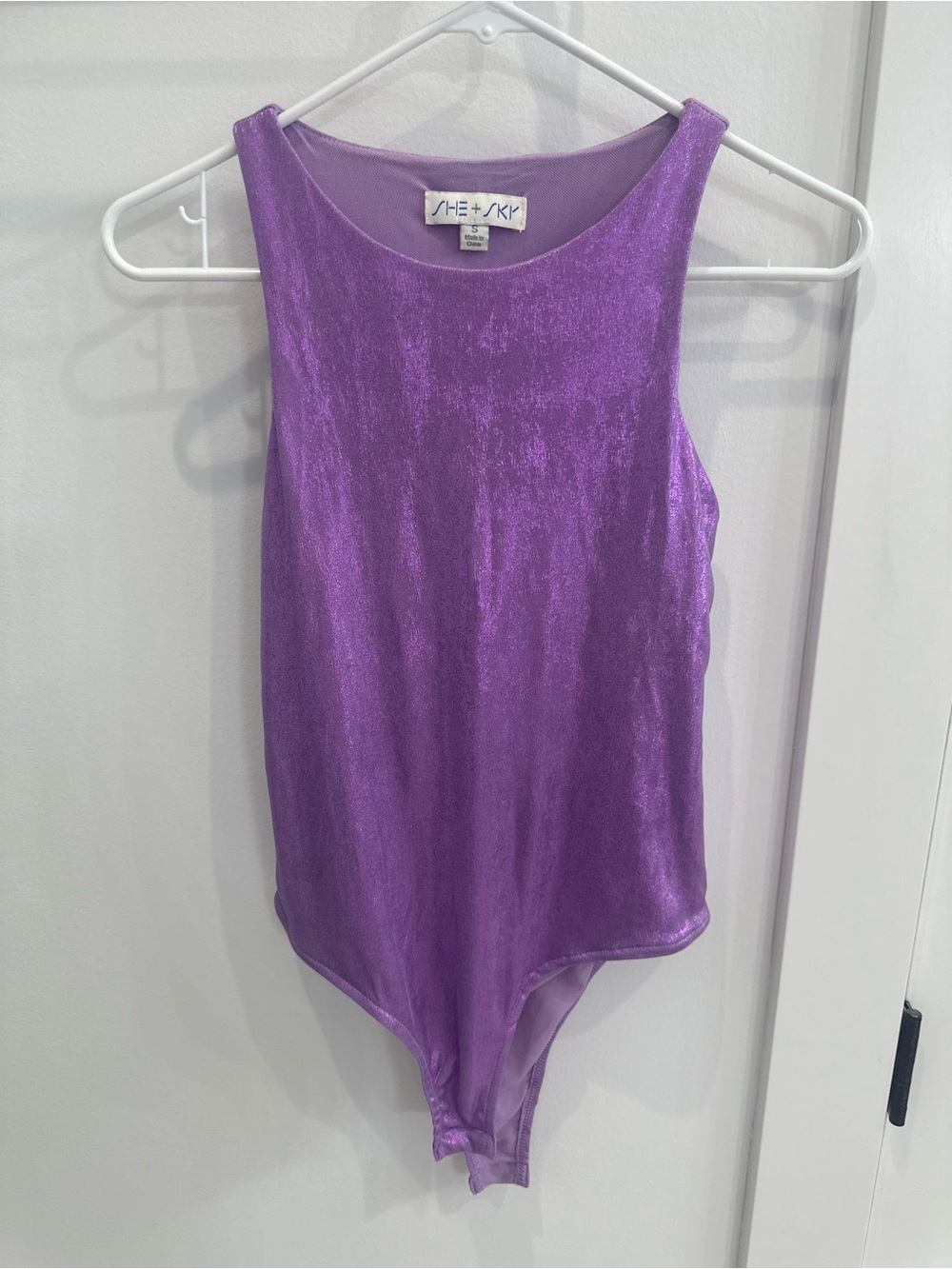 She + Sky Shimmering Violet Tank Bodysuit